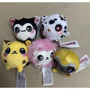 Squeezamals Lot of 5 Assorted 1 inch Plush Super Squishy Ball with tush Tags